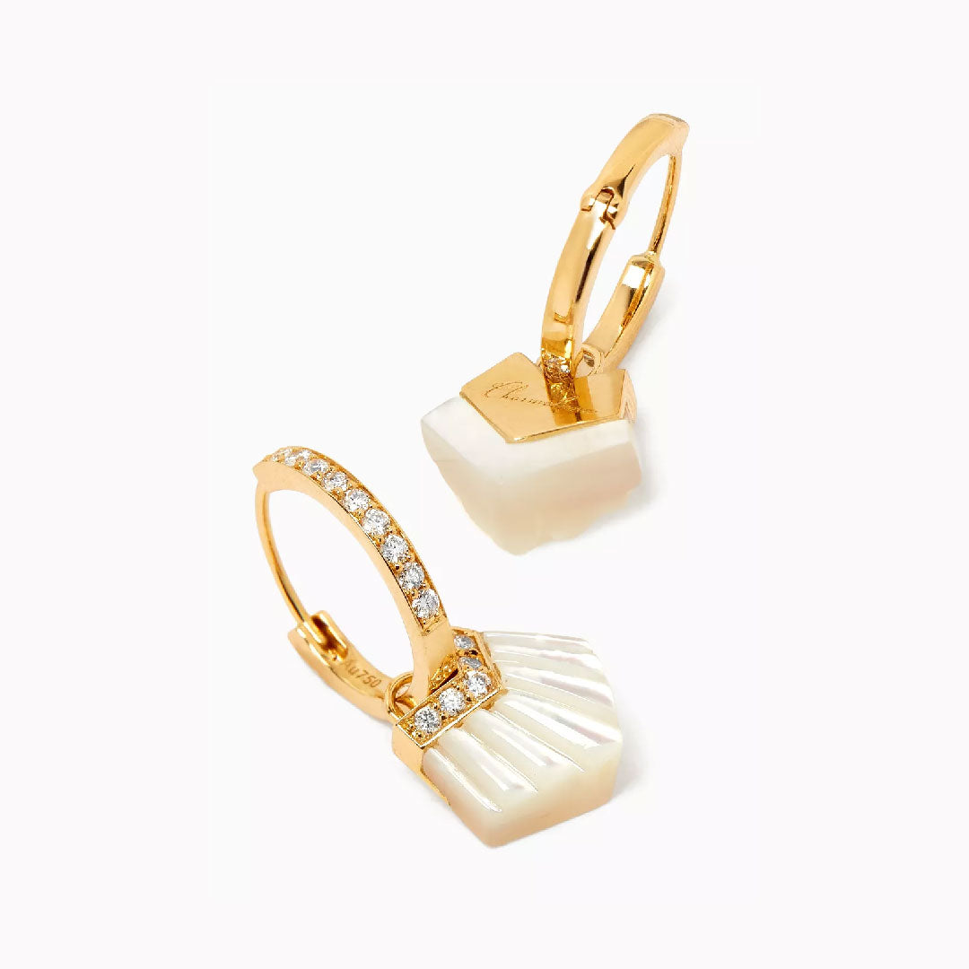 Elements Huggie Earrings - White Mother Of Pearl - Charmaleena Jewellery