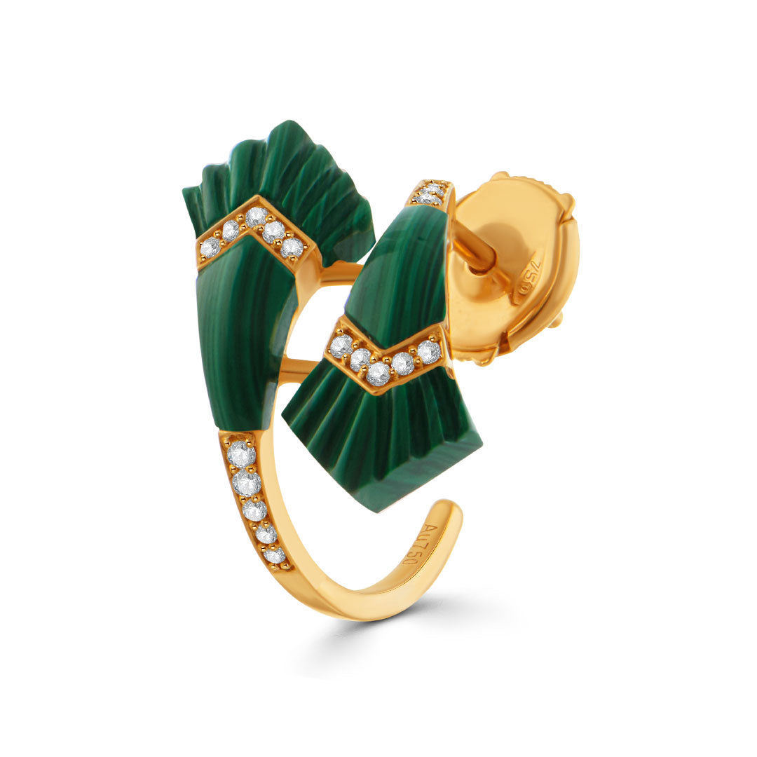 Elements Hoop Earrings - Medium -Malachite - Charmaleena Jewellery
