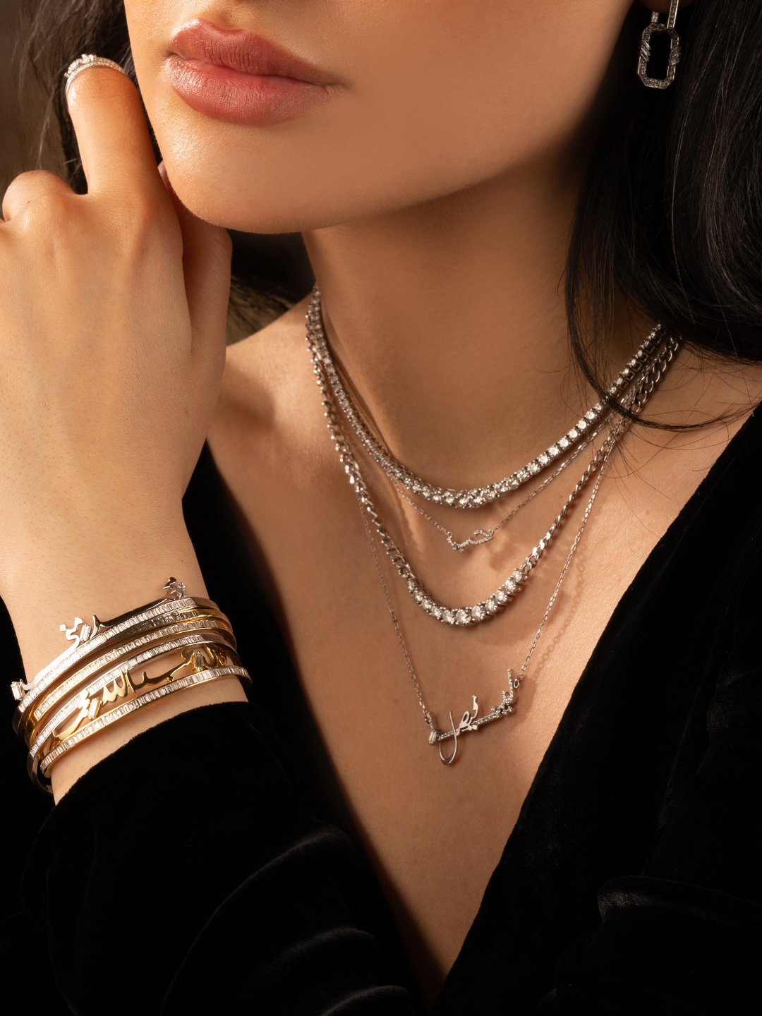 Ca-love–graphy Necklace - Two Together Necklace - paved - Charmaleena Jewellery - Diamond Jewellery - Calovegraphy