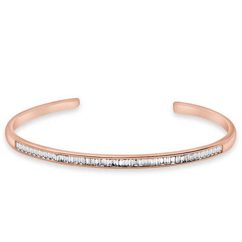 Golden Baguette Bangle - Rose - Charmaleena Jewellery