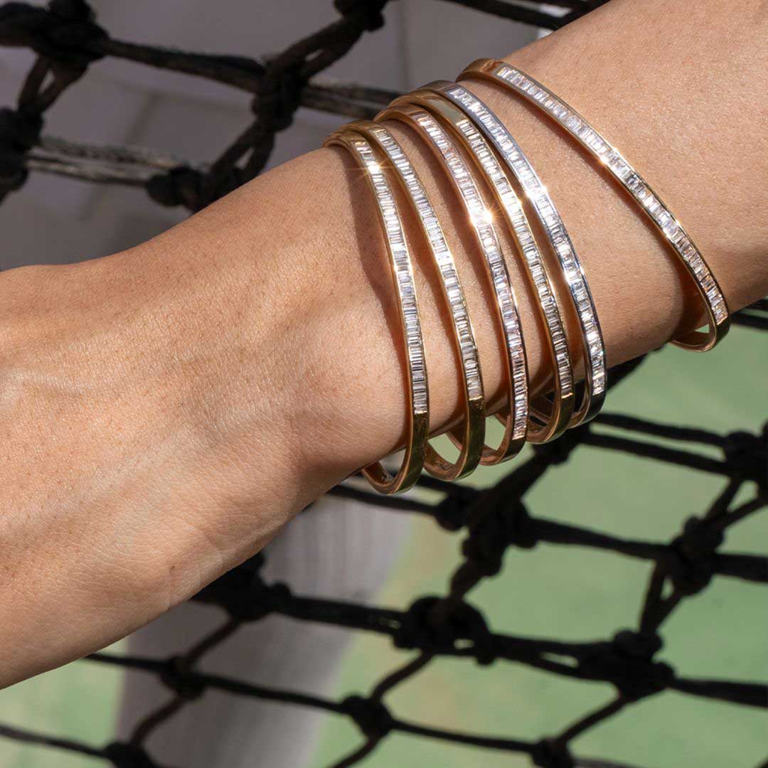 Golden Baguette Bangle - Rose - Charmaleena Jewellery