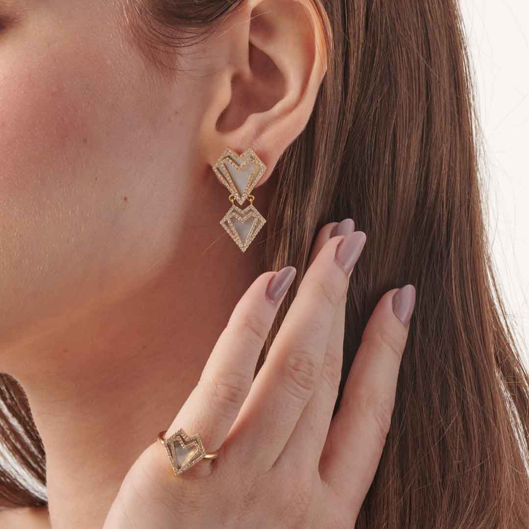 My Heart - Double Earrings - Charmaleena Jewellery