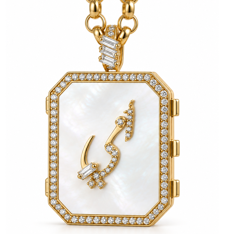 Tales & Treasures- Locket Family Picture Pendant - Paved - Charmaleena Jewellery - Diamond Jewellery - Tales & Treasures