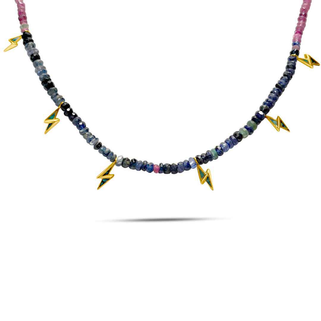 Energy Bead Necklace - Multi -Sapphire - Charmaleena Jewellery