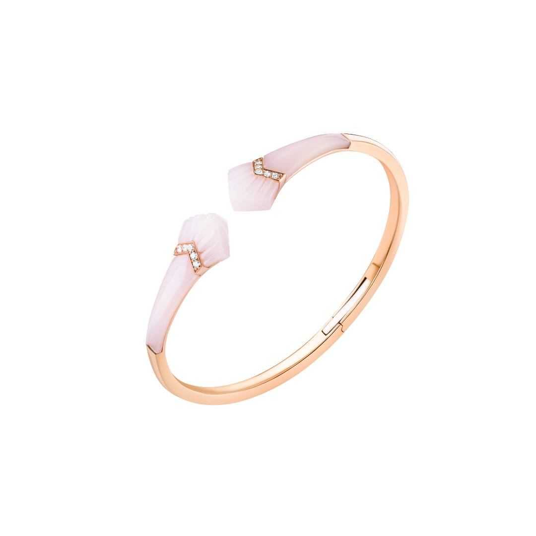 Elements Bangle Outlined In Diamonds Pink Opal Rose gold