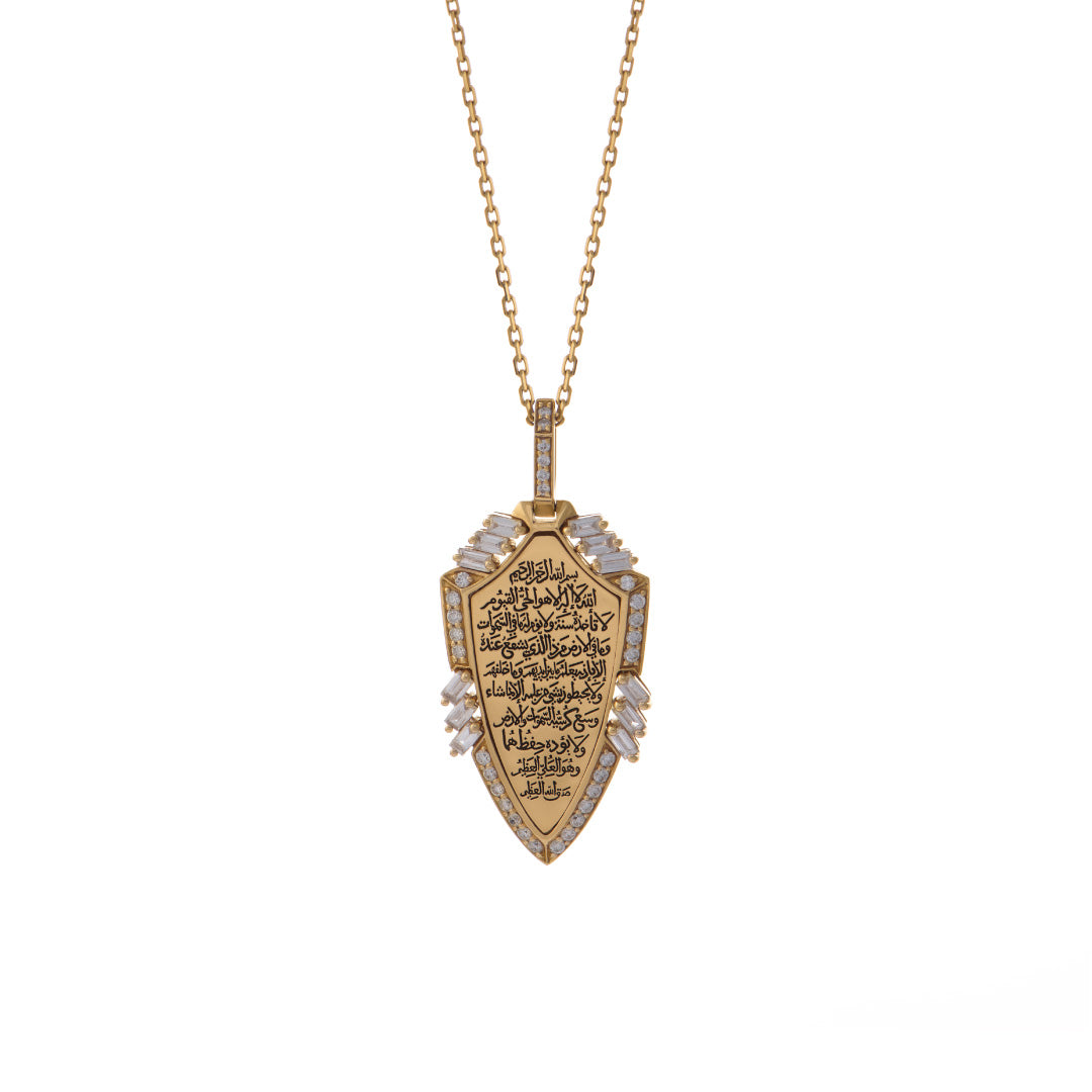 Shield Pendant Paved In Diamonds Yellow gold