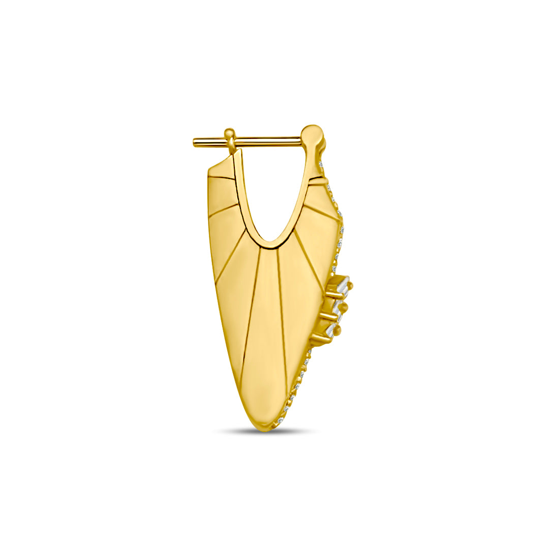 Golden Shield Medium Earrings - Pave in Diamonds (Yellow gold)