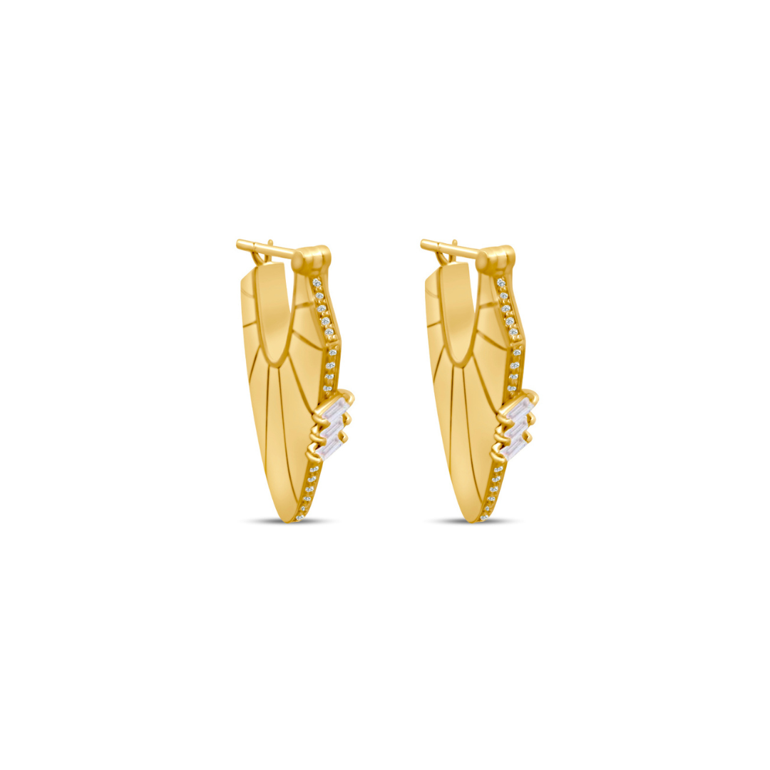 Golden Shield Medium Earrings - Pave in Diamonds (Yellow gold)