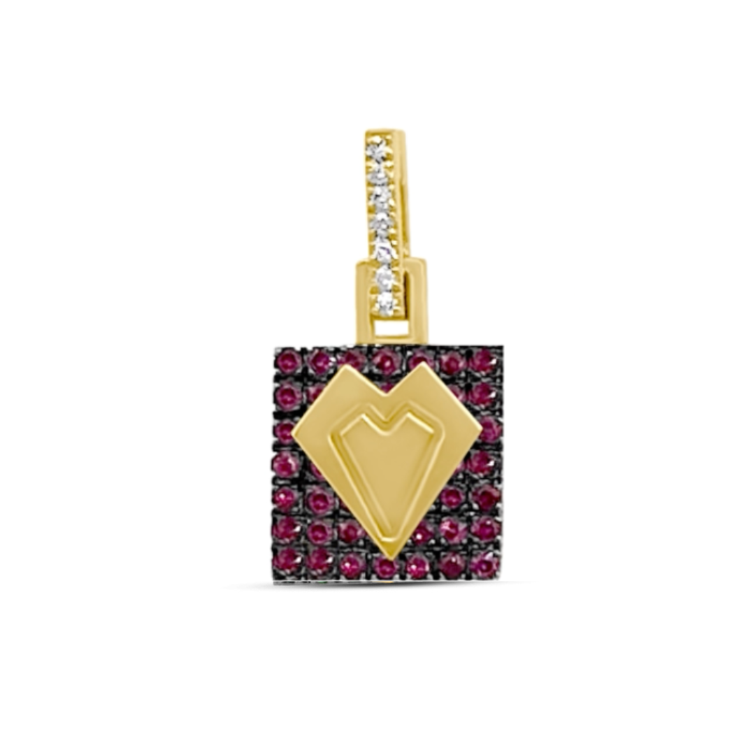 Charmed - My Heart Charm - Ruby, Yellow Gold