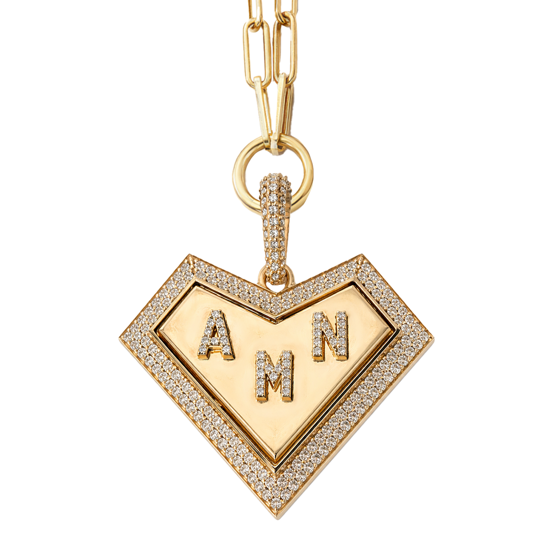 My Heart Medallion- Custom Special edition - Three Letter - Paved in Diamonds - Charmaleena Jewellery - Diamond Jewellery - My Heart