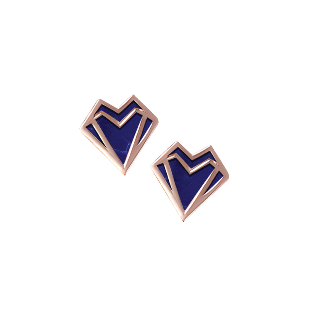 My Heart Petite Earrings Without Diamonds Lapis Rose Gold