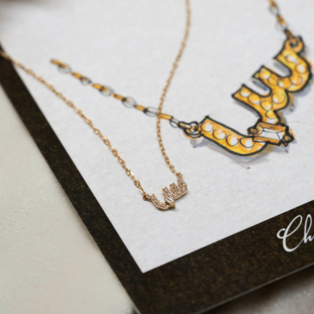 CA–LOVE–GRAPHY NECKLACE - SINGLE LETTER - PAVED - س