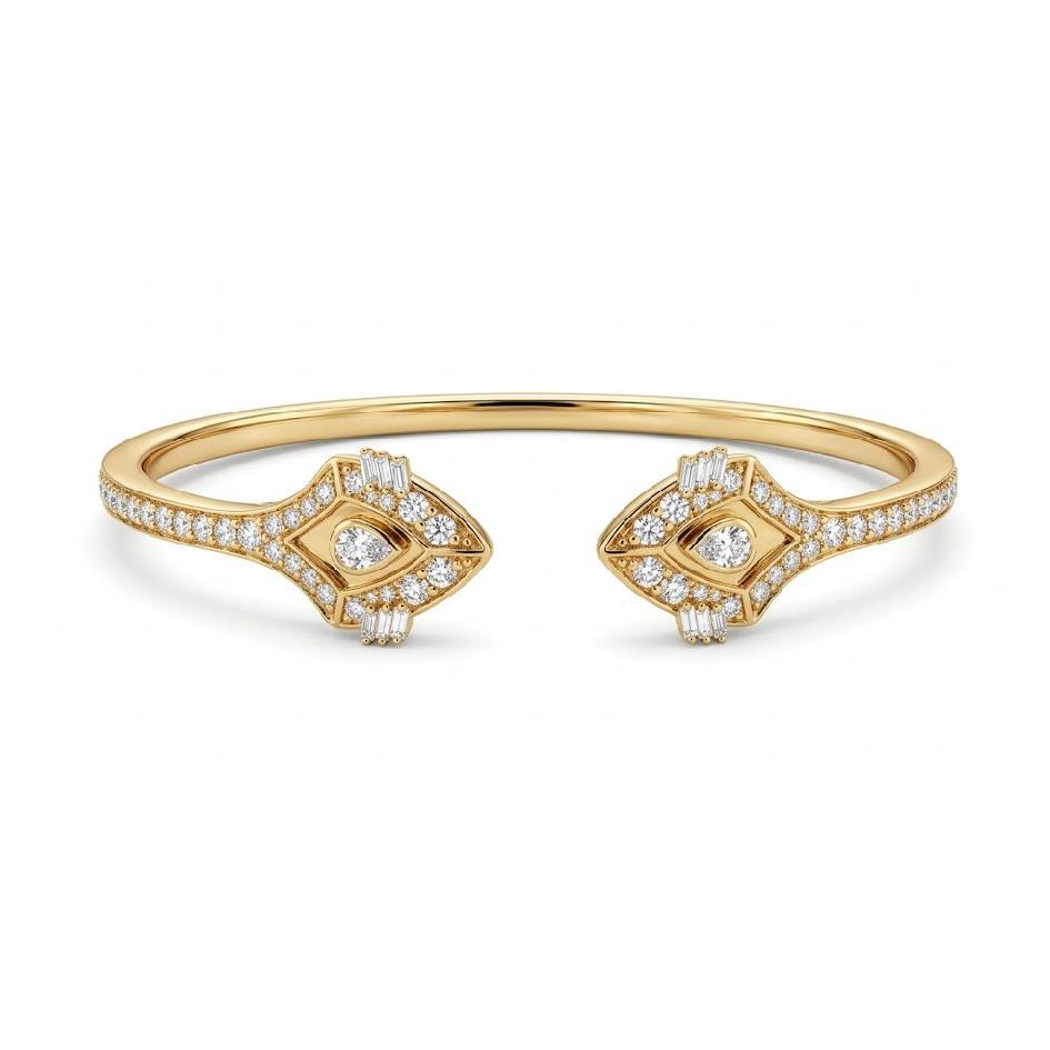 Golden- Shield-Bangle -Pave in Diamonds -Yellow