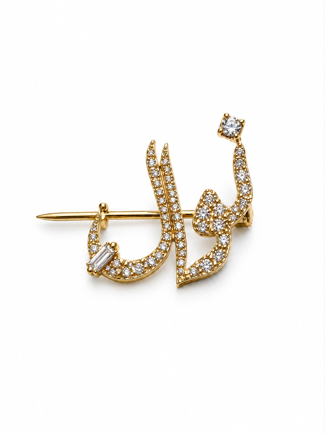 CA–LOVE–GRAPHY Customized -Brooch pave diamonds- Yellow Gold- (نوال)