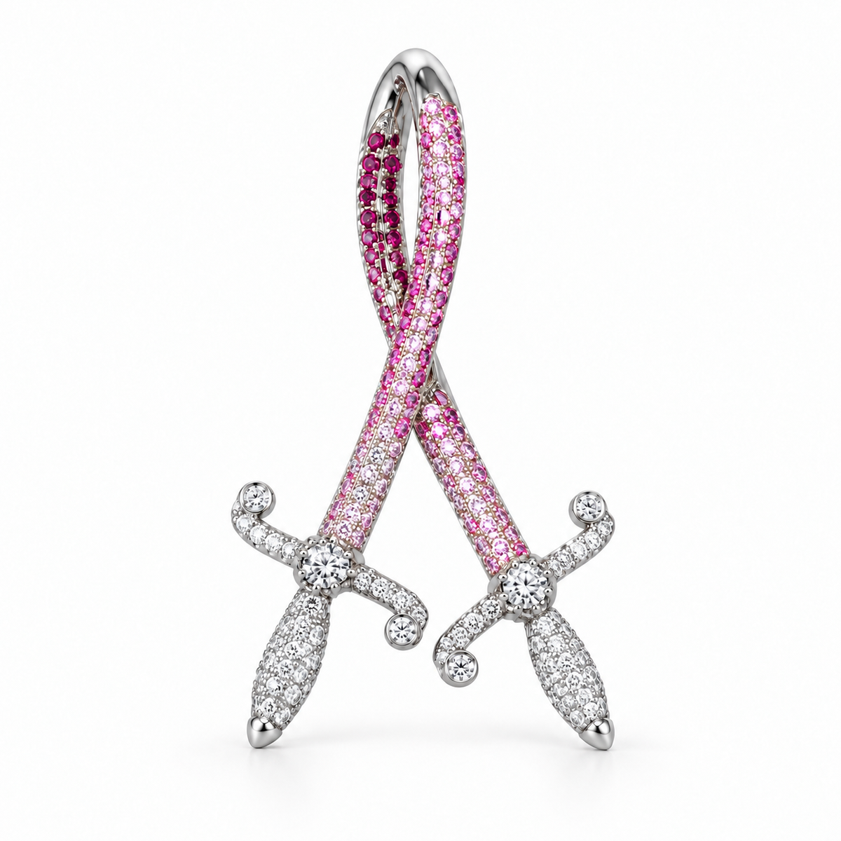 Swords of Love Necklace — Special Edition - Gradient Pink Sapphires & Diamonds - Charmaleena Jewellery - Diamond Jewellery - Swords of love