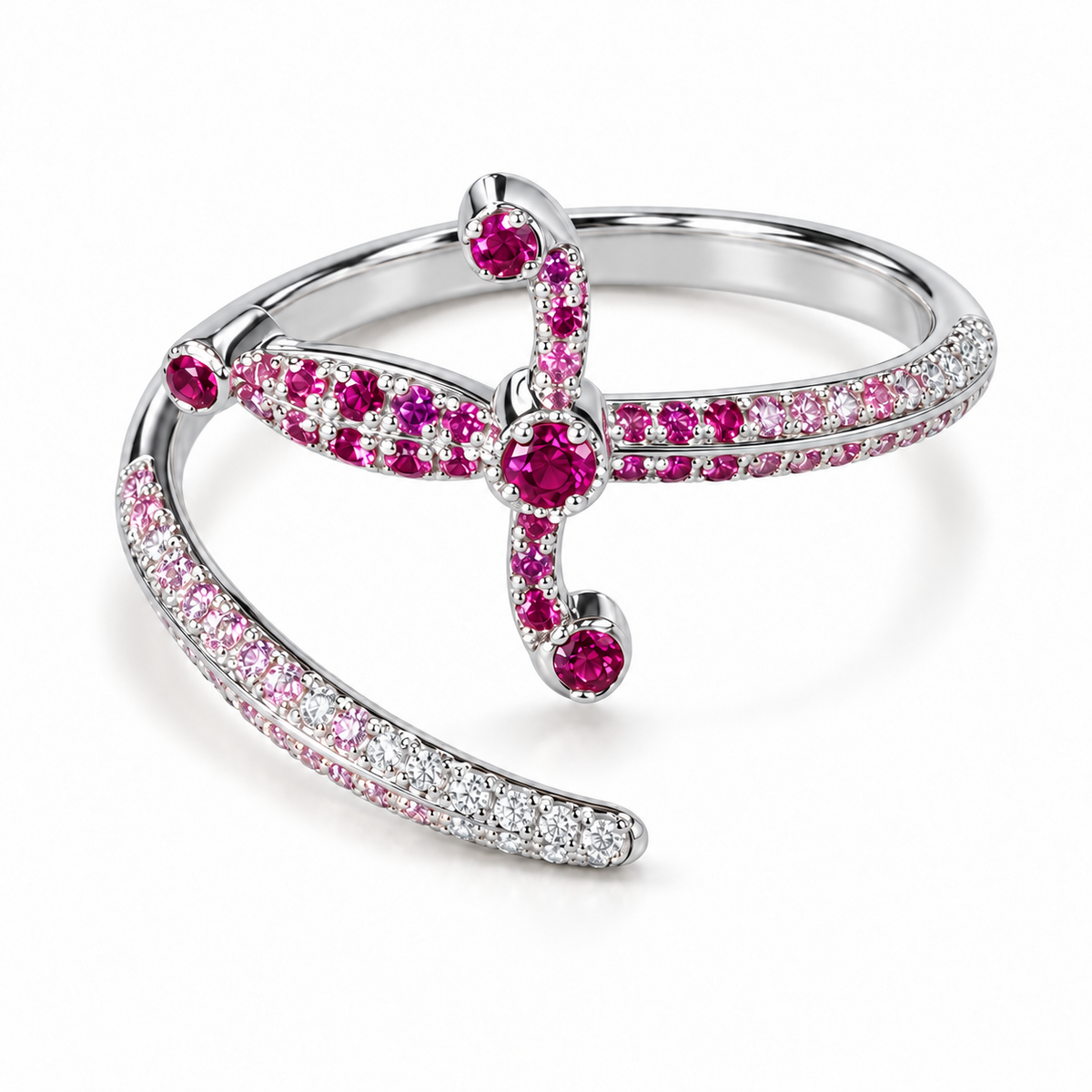Swords of Love Ring — Special Edition - Gradient Pink Sapphires & Diamonds - Charmaleena Jewellery - Diamond Jewellery - Swords of love