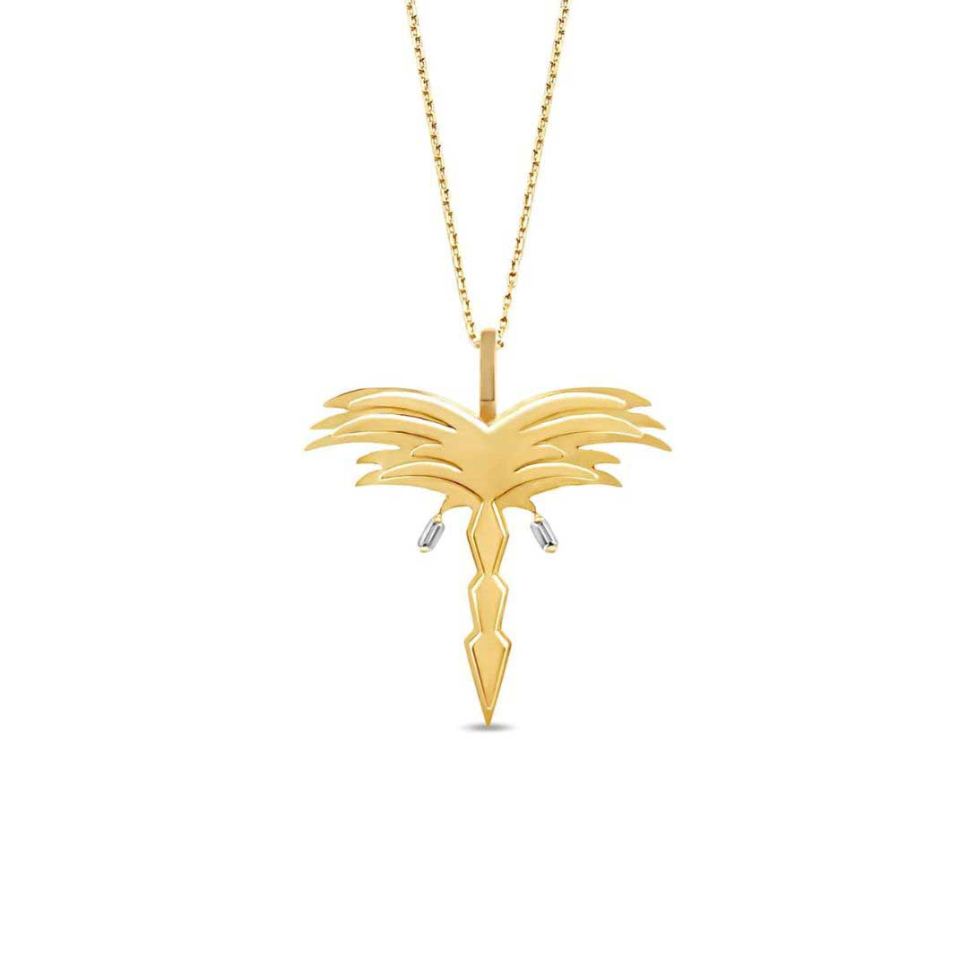 Golden- Palm Pendant - Yellow - Charmaleena Jewellery