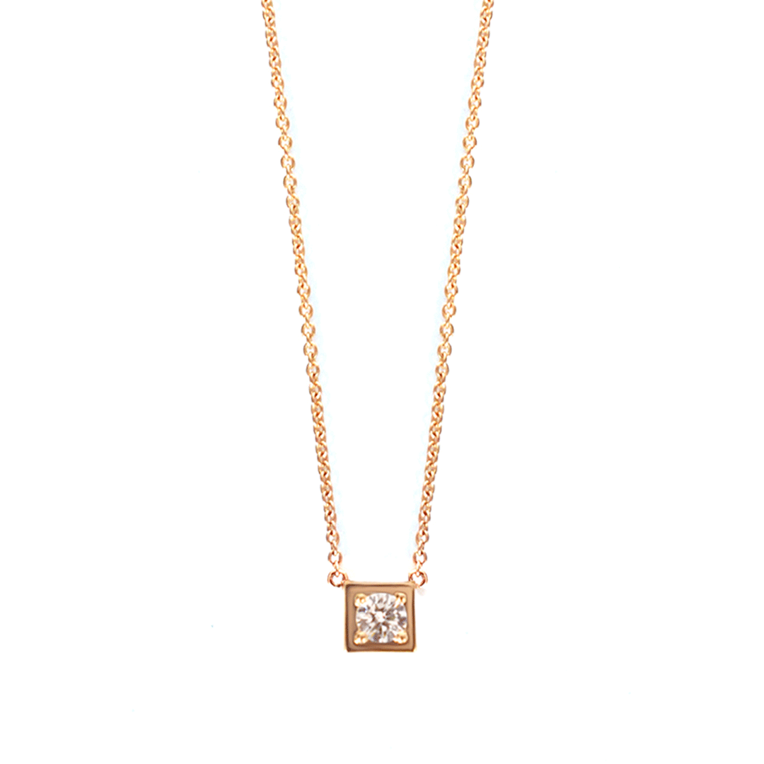 Classic Necklace Round Cut Diamond Rose Gold - Charmaleena Jewellery