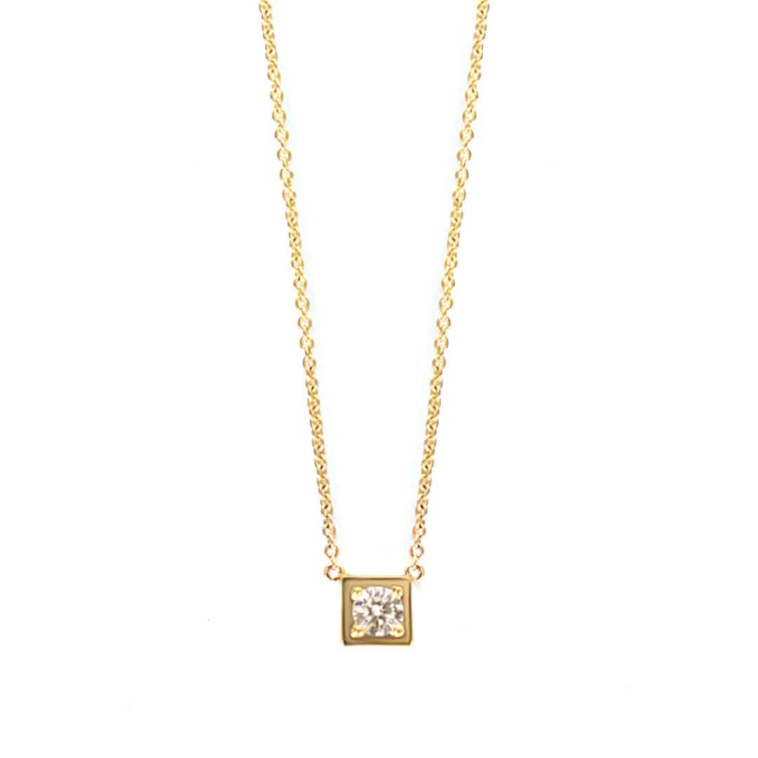 Classic Necklace Round Cut Diamond Yellow Gold - Charmaleena Jewellery