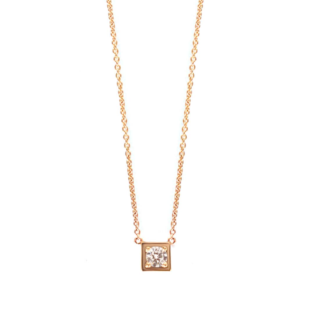 Classic Necklace Square Cut Diamond Rose Gold - Charmaleena Jewellery
