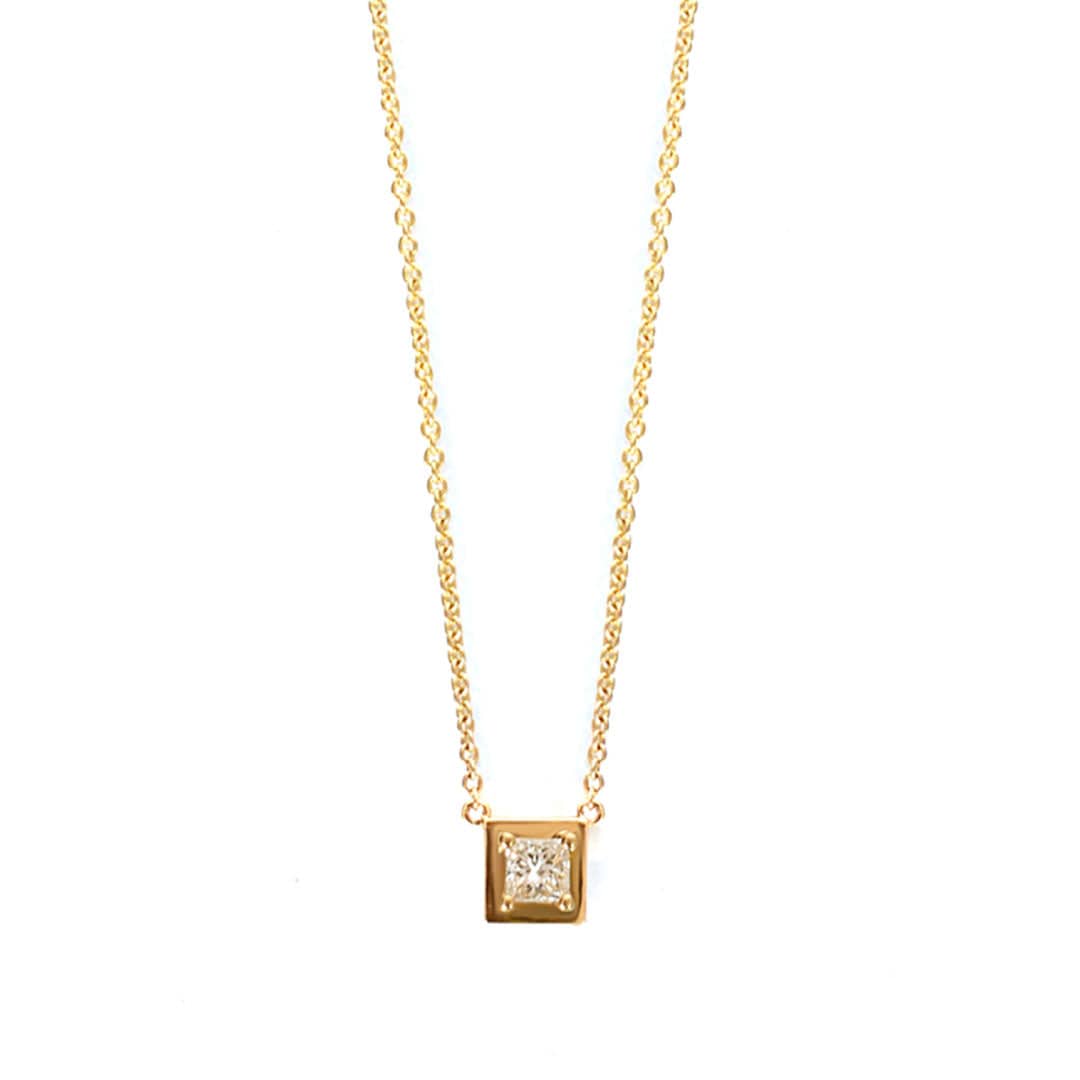 Classic Necklace Square Cut Diamond Yellow Gold - Charmaleena Jewellery