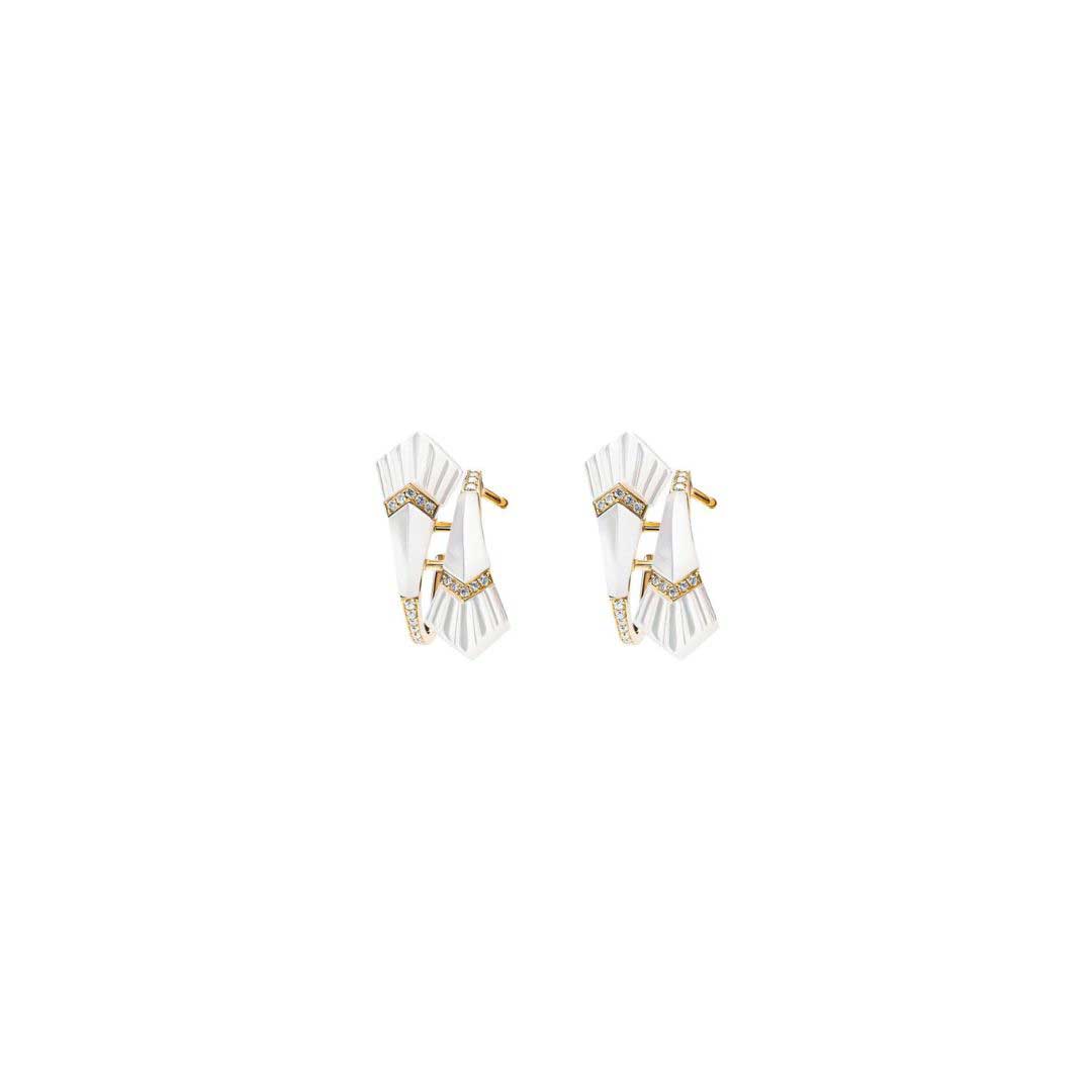 Elements Hoop Earrings - Small - White Mother Of Pearl - Charmaleena Jewellery