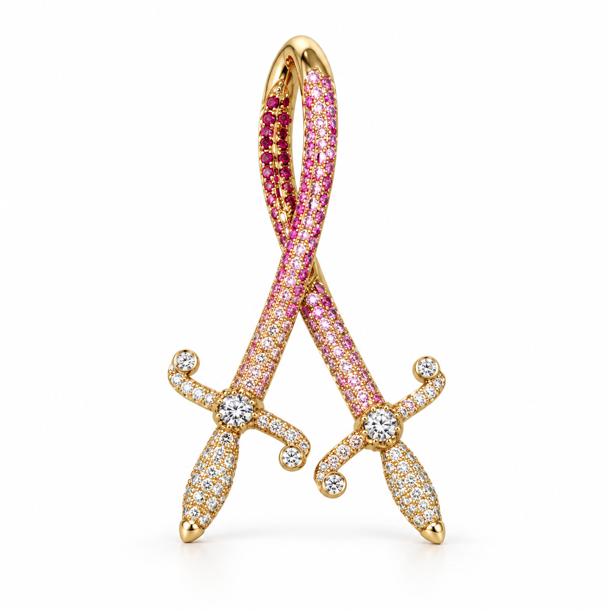 Swords of Love Necklace — Special Edition - Gradient Pink Sapphires & Diamonds - Charmaleena Jewellery - Diamond Jewellery - Swords of love