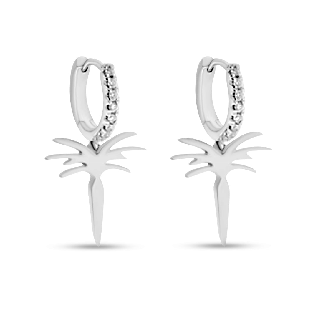 Edges Of Nature Petite Hoop Earrings - White - Charmaleena Jewellery