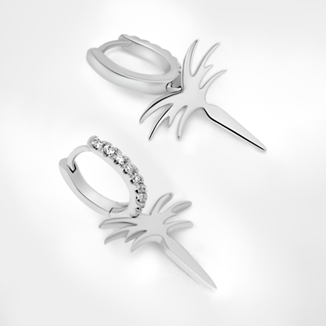 Edges Of Nature Petite Hoop Earrings - White - Charmaleena Jewellery