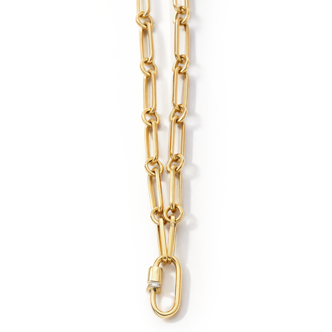 Golden - One Diamond Ring Chain Necklace - Charmaleena Jewellery - Diamond Jewellery - Golden