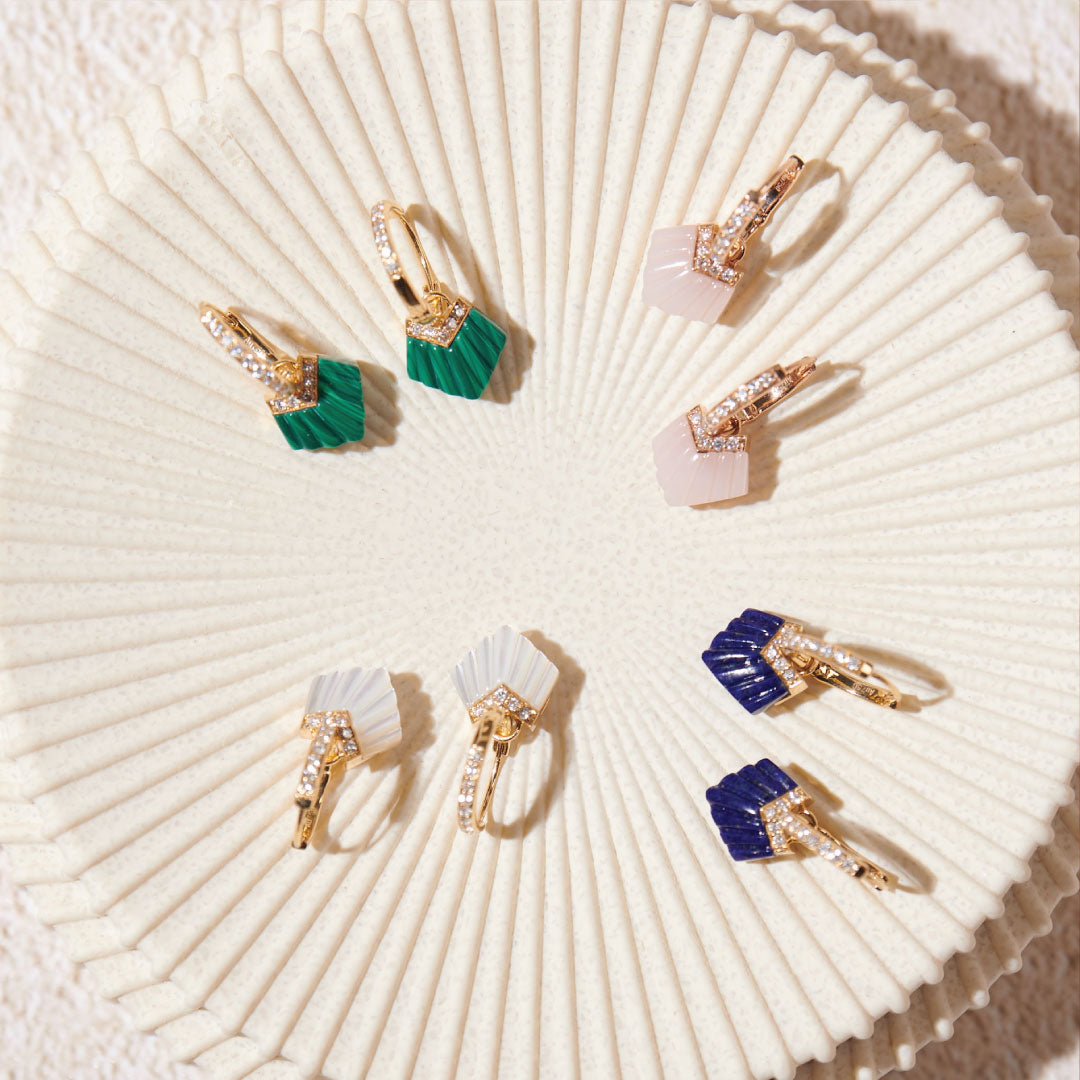 Elements Ear Huggie Earrings - Green - Charmaleena Jewellery