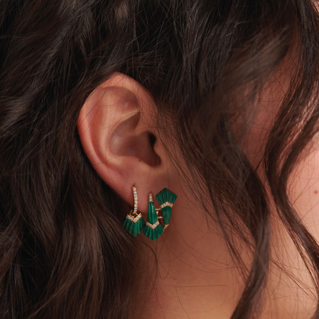 Elements Ear Huggie Earrings - Green - Charmaleena Jewellery