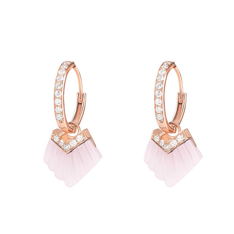Elements Huggie Earrings - Pink Opal