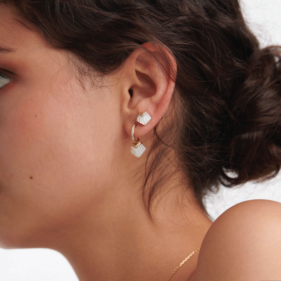 Elements Ear Huggie Earrings - White - Charmaleena Jewellery