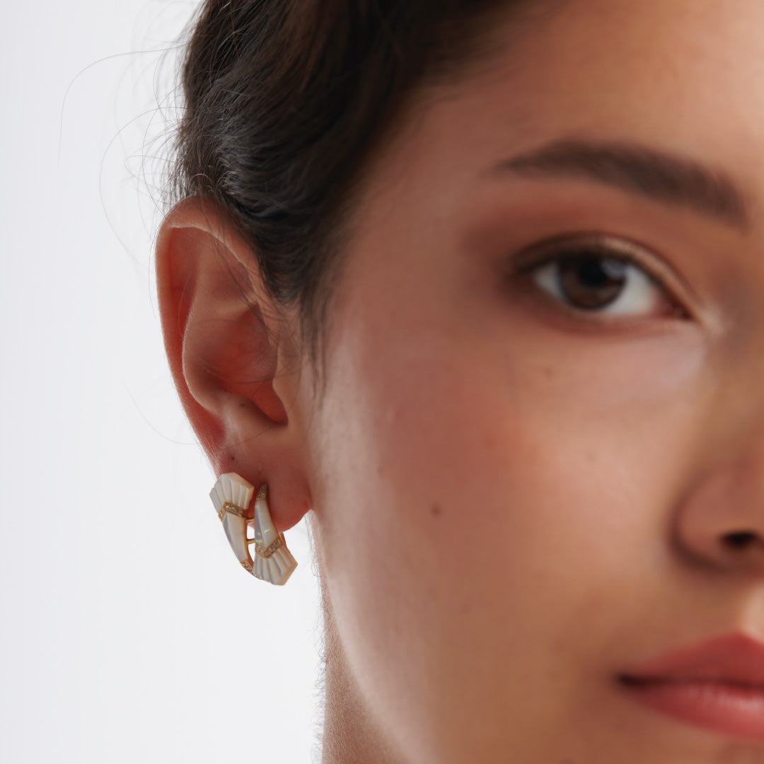 Elements Medium Hoop Earrings - White - Charmaleena Jewellery
