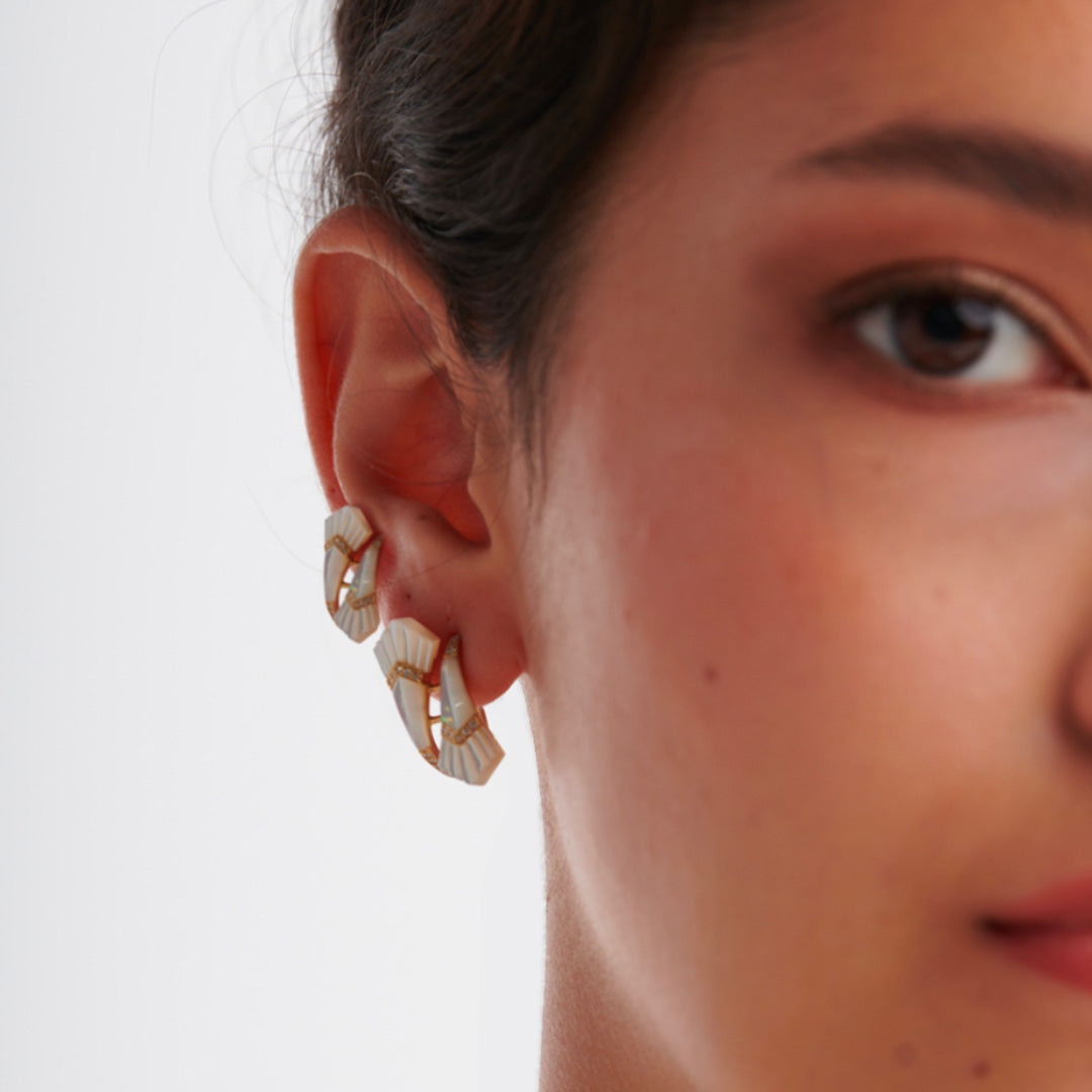 Elements Small Hoop Earrings - White - Charmaleena Jewellery