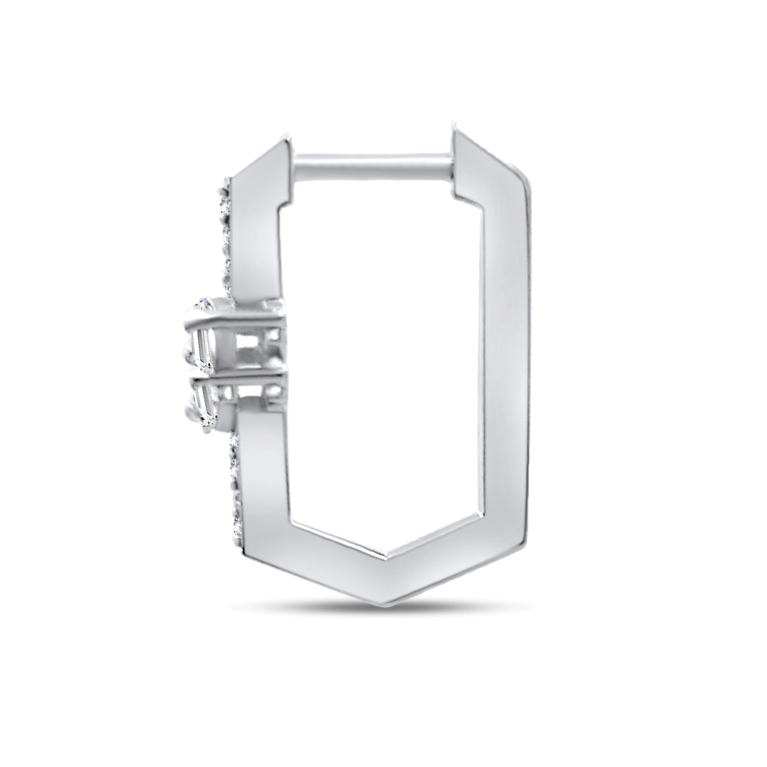 Golden Classic Earrings - Double Baguette - White - Charmaleena Jewellery