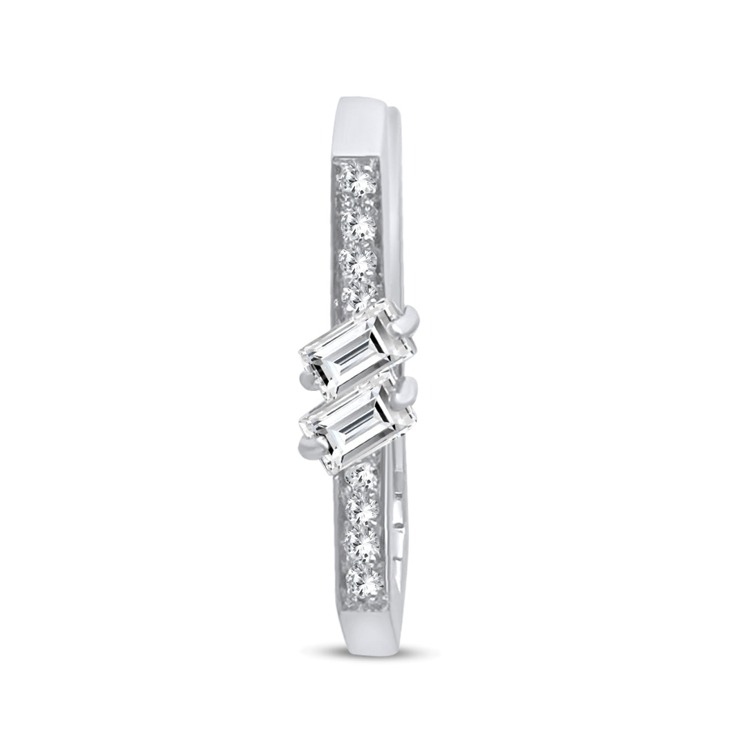 Golden Classic Earrings - Double Baguette - White - Charmaleena Jewellery