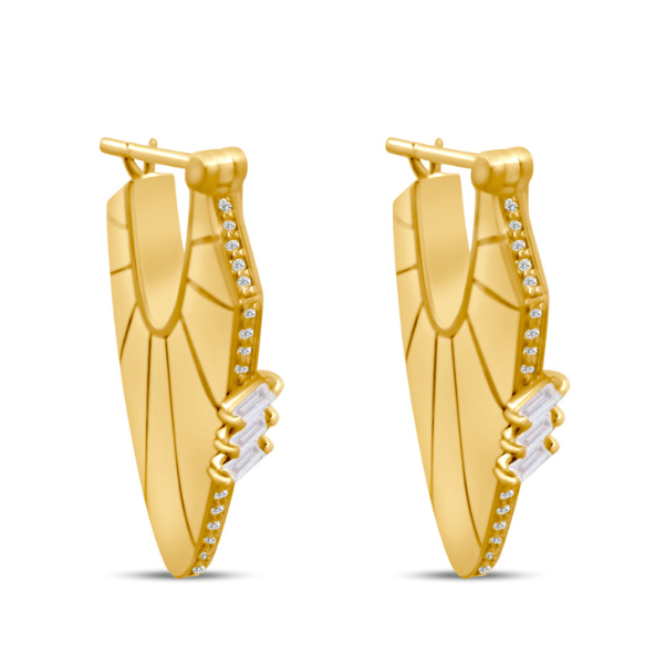 Golden - Shield Earrings - Paved