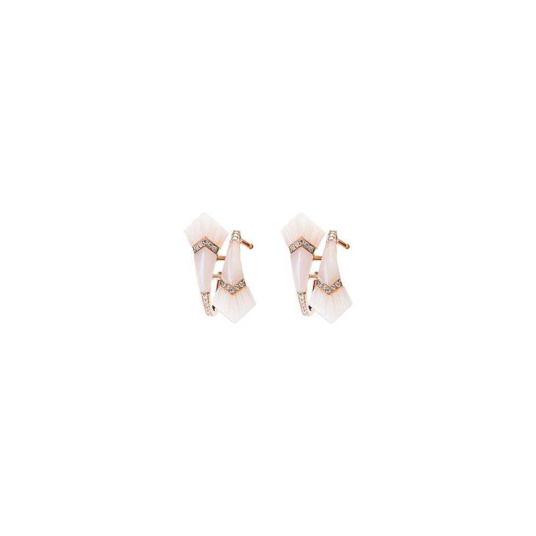 Elements Hoop Earrings - Small - Pink Opal - Charmaleena Jewellery
