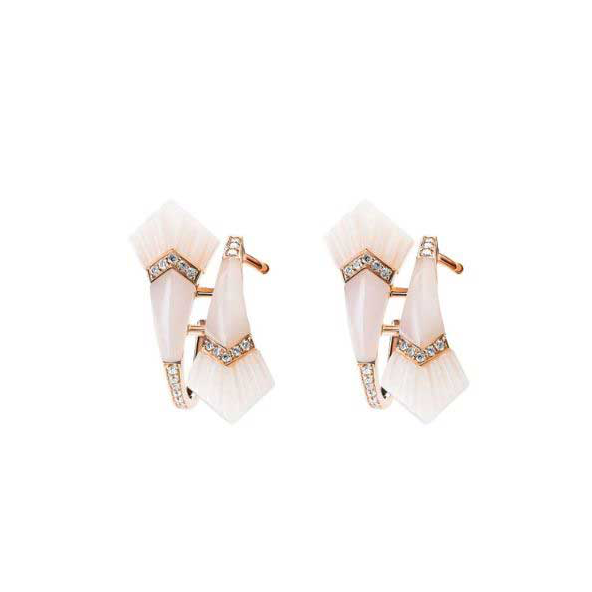 Elements Hoop Earrings - Small - Pink Opal