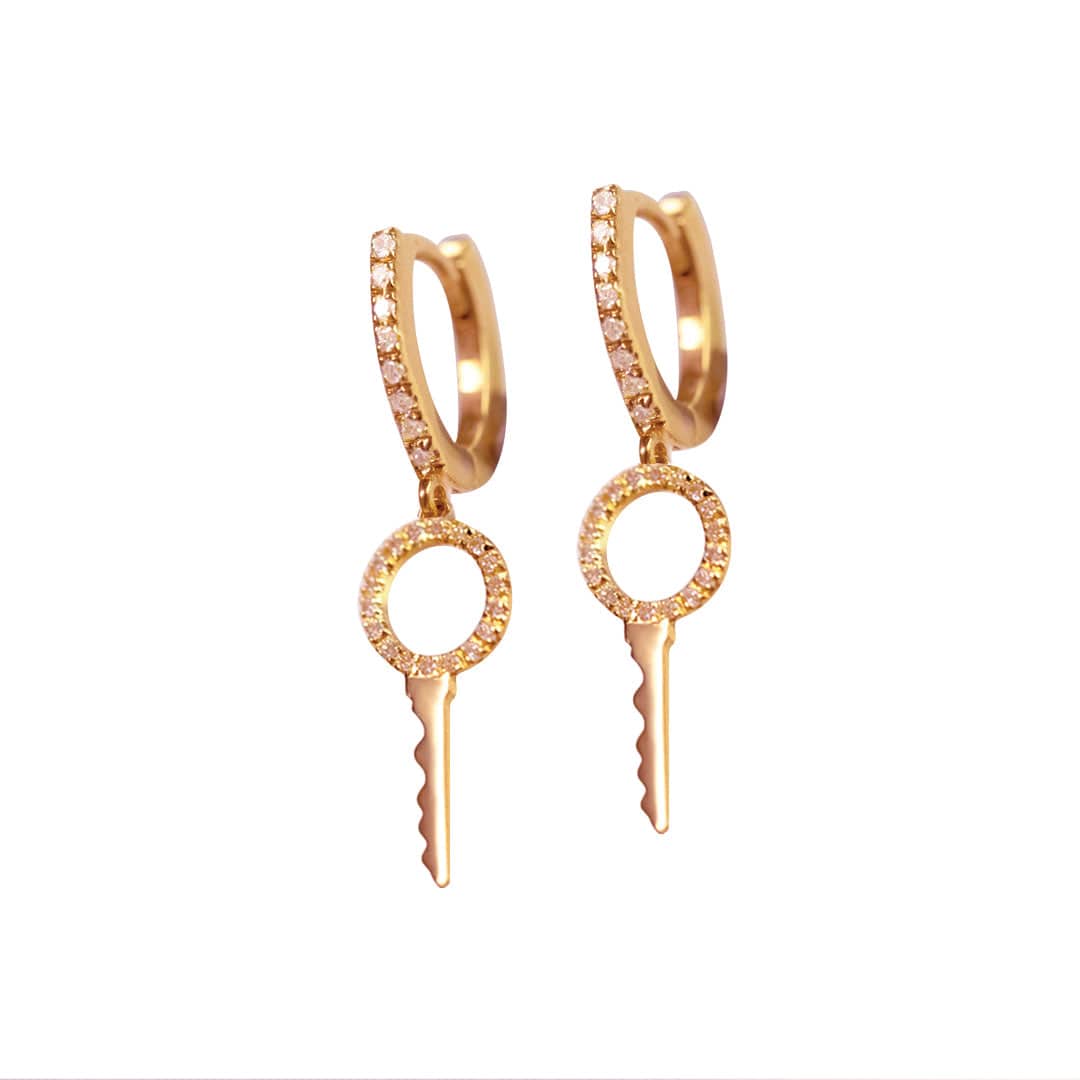 Key To My Heart Petite Hoop Earrings - Rose - Charmaleena Jewellery