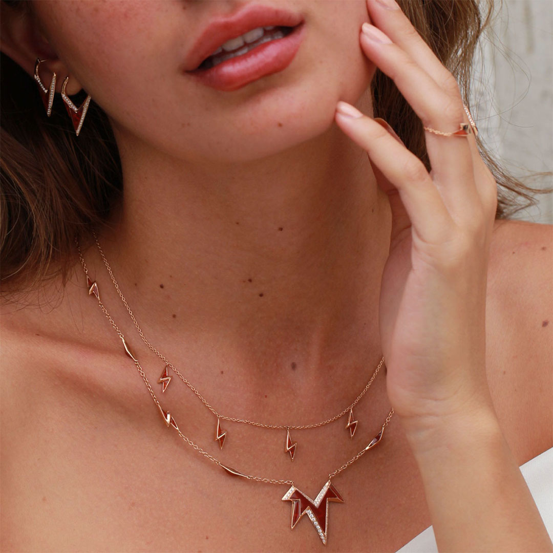 Multi Energy Necklace - Red - Charmaleena Jewellery