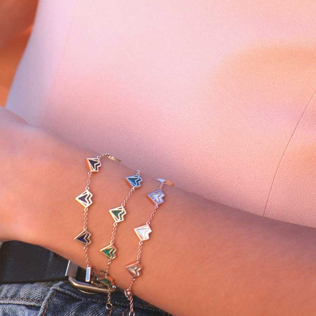 My Heart Multi Bracelet - Rose - Blue - Charmaleena Jewellery