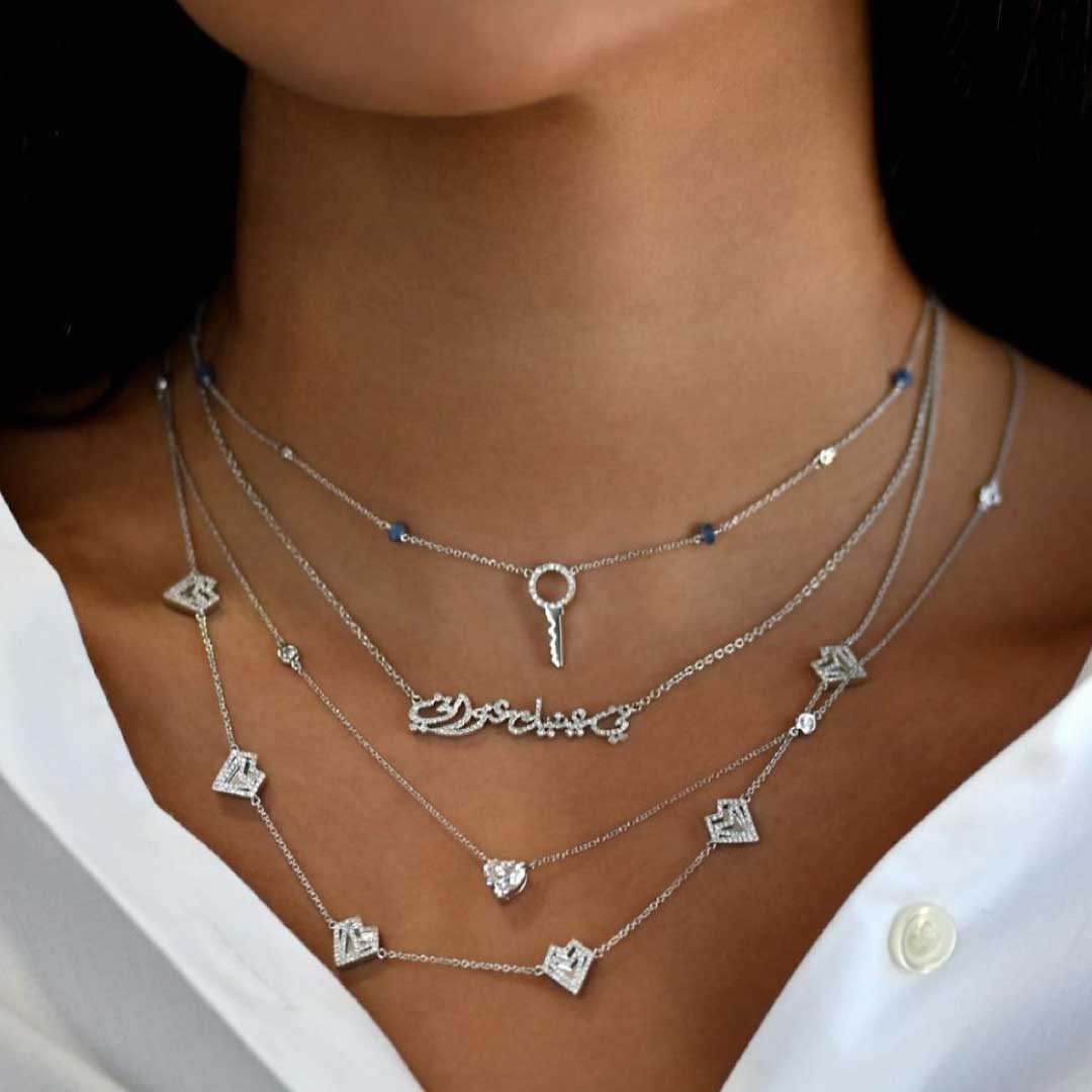 My Heart Multi Necklace - White - Charmaleena Jewellery