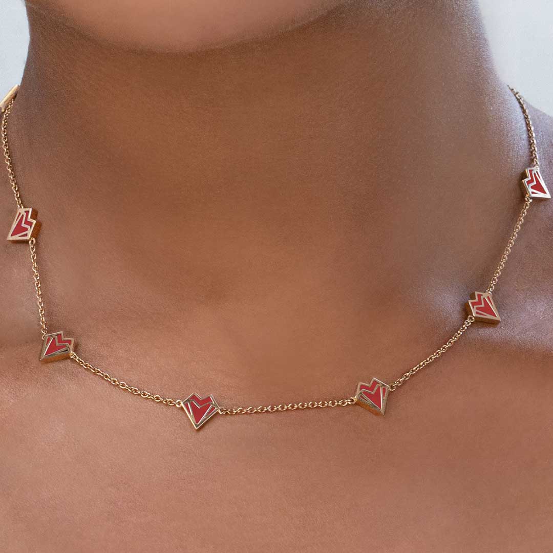 My Heart Multi Necklace - Yellow - Red - Charmaleena Jewellery