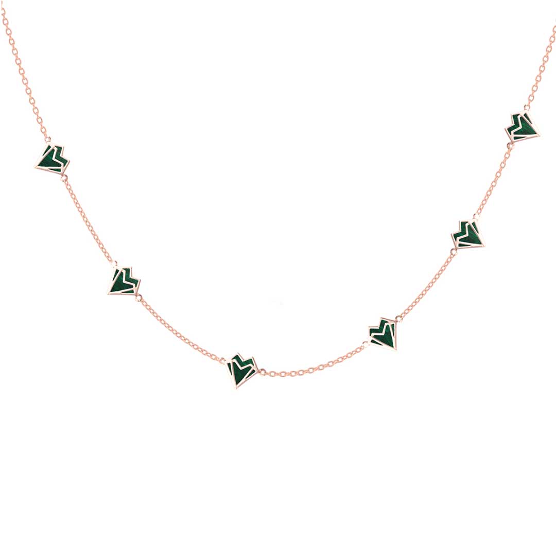 My Heart Multi Necklace - Rose - Green - Charmaleena Jewellery