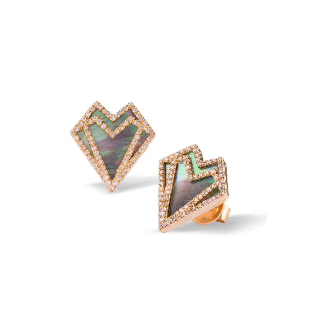 My Heart Earrings - Yellow - Grey - Charmaleena Jewellery