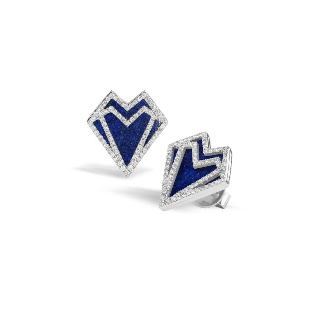 My Heart Earrings - White - Blue - Charmaleena Jewellery