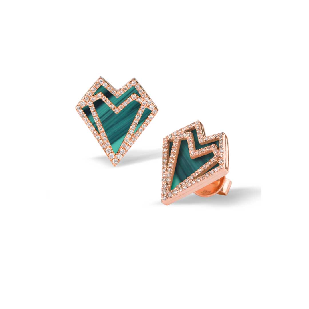My Heart Earrings - Rose - Green - Charmaleena Jewellery